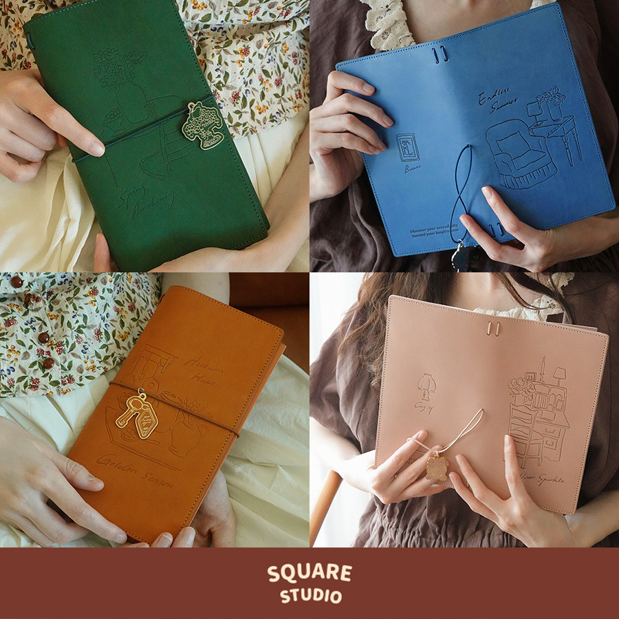 【平方Studio】四重奏手帐本封皮 原创插画真皮tn标准旅行笔记