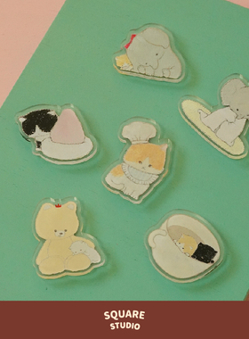 【平方Studio】皮革联名冰箱贴 艺术原创可爱猫狗小象亚克力磁吸