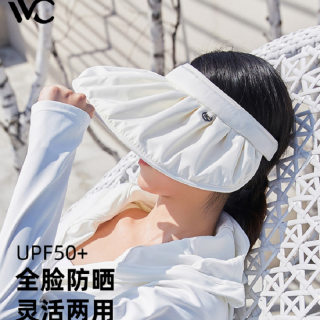 VVC防紫外线蓓蕾帽防晒帽女遮阳户外空顶遮脸贝壳帽大帽檐发箍版