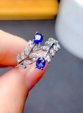 爆款天然斯里兰卡蓝宝石戒指 高净度  3*4mmm特惠 精工925银镀金
