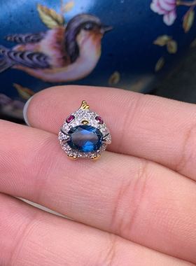 天然伦敦蓝小鸟媲美托帕石吊坠