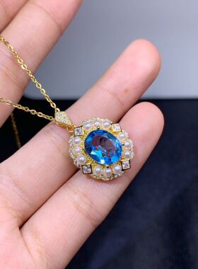 大版瑞士蓝托帕8*10mm天然珍珠