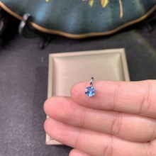爆款天然瑞士蓝托帕石吊坠 小巧5*5mm特惠 精工925银镀金