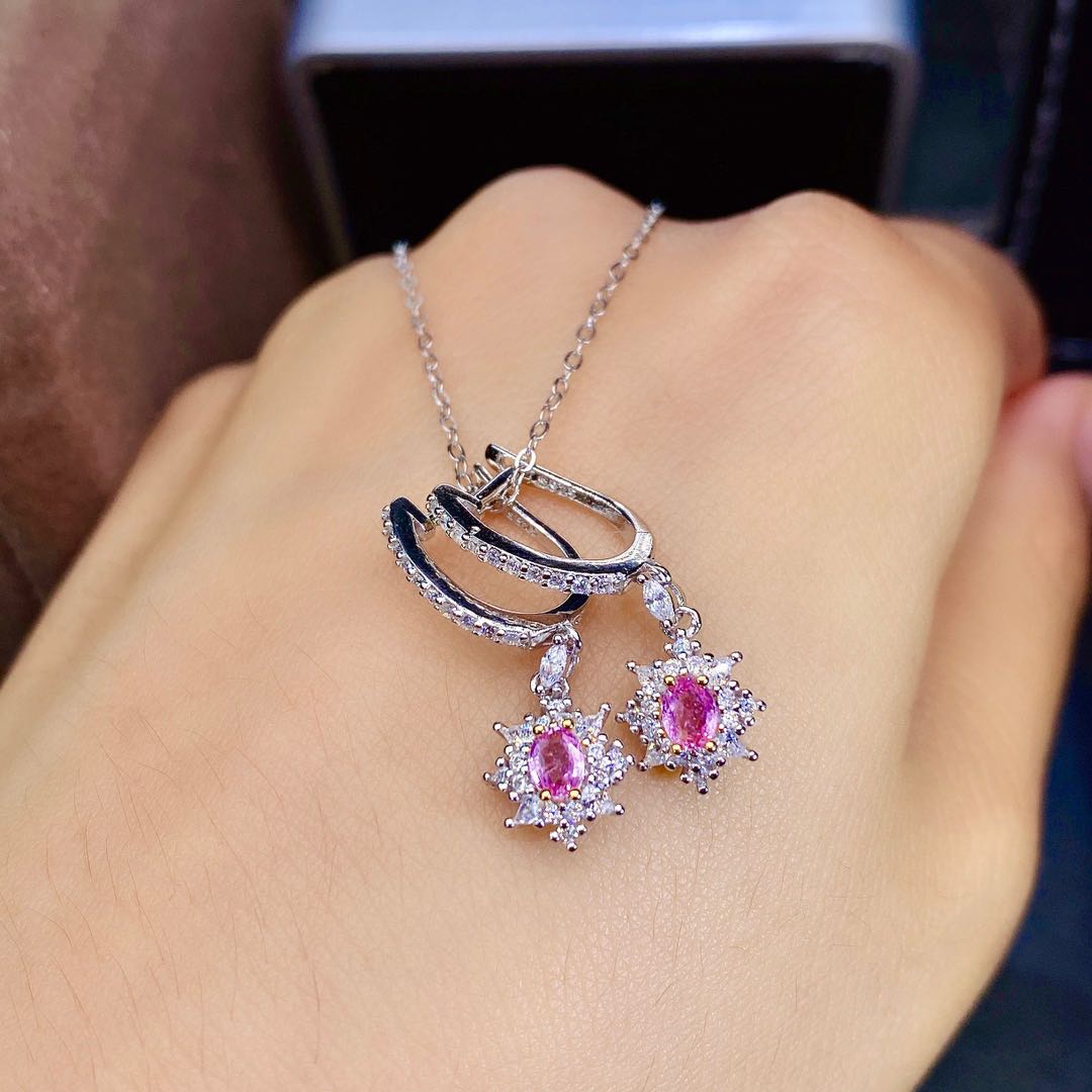 天然无烧蓝宝耳钉精工耳坠