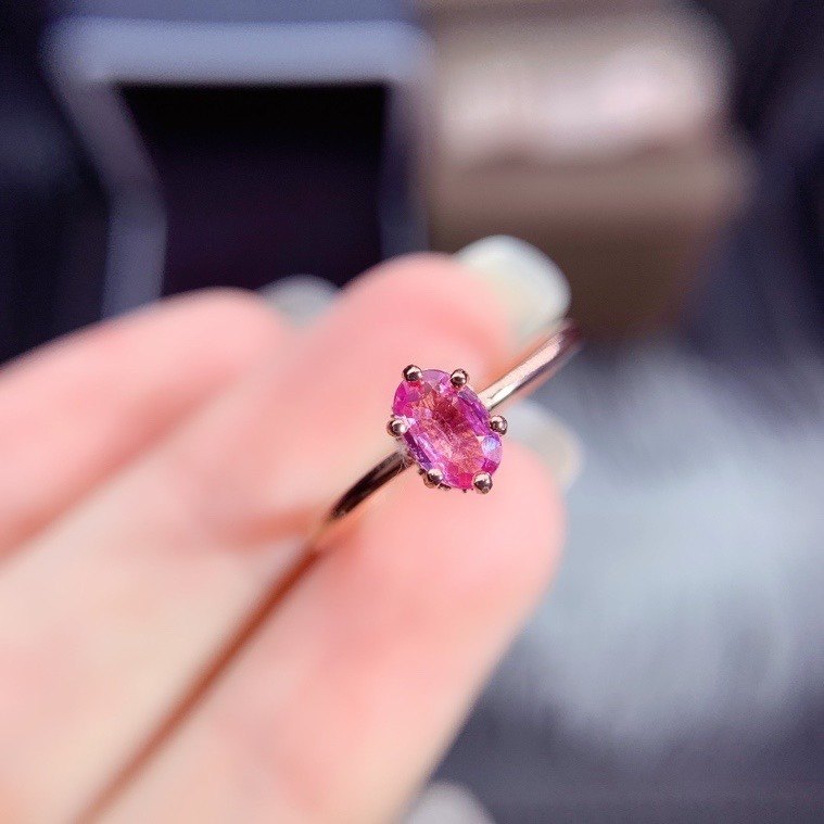 新款天然帕帕拉恰粉色蓝宝石戒指925银镀玫瑰金主石4*6mm,珠宝/钻石/翡翠,手饰,淘宝优惠券,粉丝福利购,淘宝优惠卷