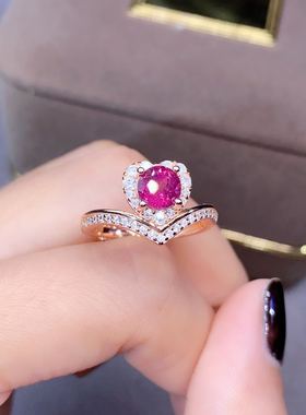 高净度银镀金活口镁铝石榴石戒指