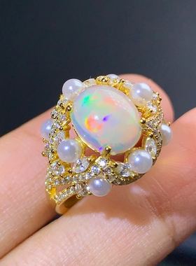 镶嵌欧泊戒指轻奢活口