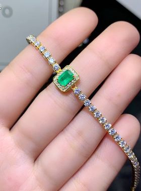 925银精工镶嵌主石祖母绿手链