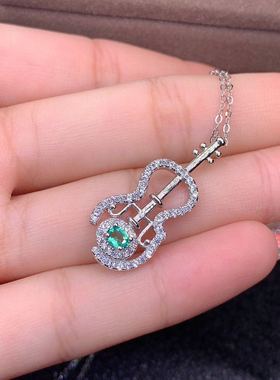 新款奶奶高净度3*4mm祖母绿吊坠