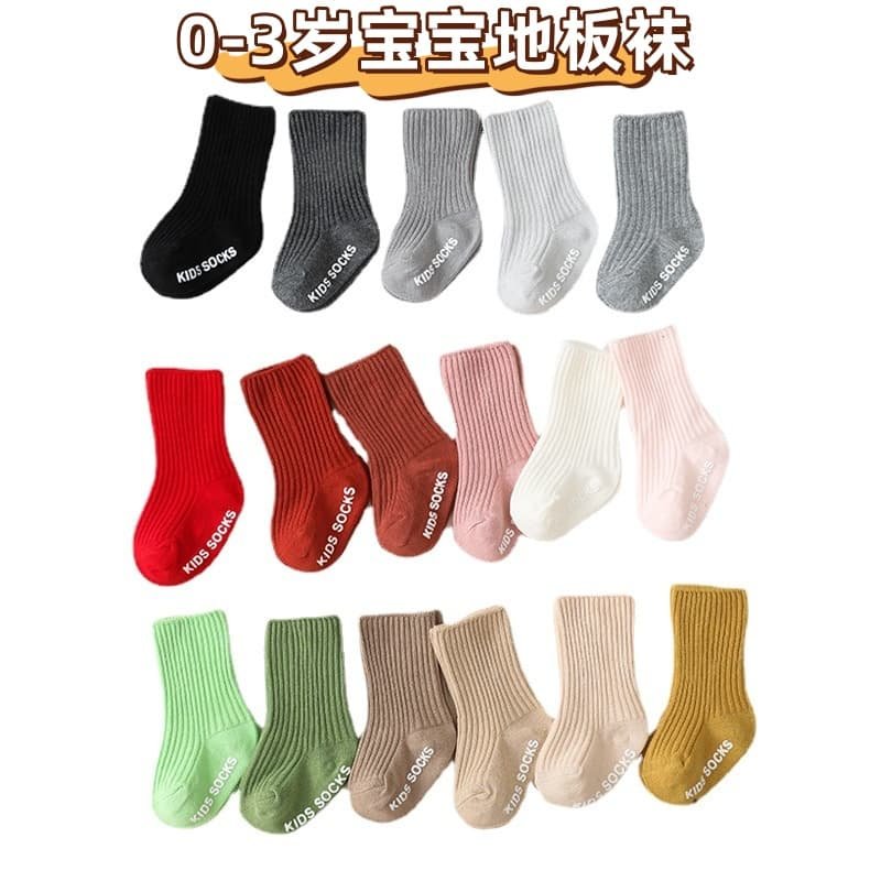 宝宝地板袜子ins双针儿童竖纹防滑袜新生儿中筒袜松口不勒婴儿袜