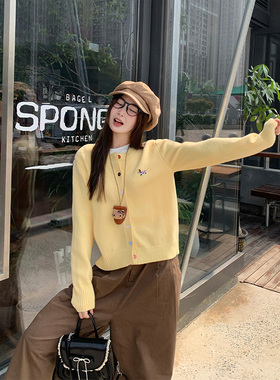 汤圆不圆 2/5 20:00PM 早春焕新 新品八折 黄色针织开衫韩系穿搭