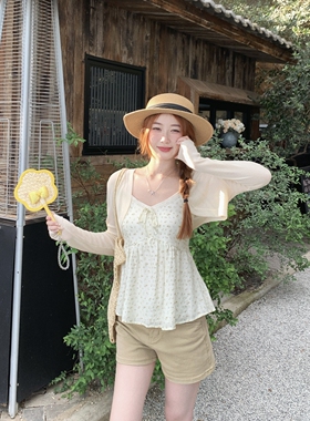 甜米周 防晒开衫女夏季2026新款薄款罩衫短款外搭针织空调衫上衣
