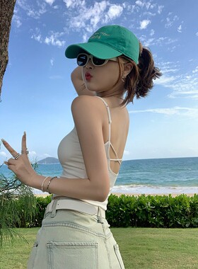甜米周白色美背吊带带胸垫女内搭莫代尔百搭背心辣妹上衣夏外穿