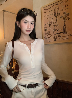 汤圆不圆 2/5 20:00PM 早春焕新 新品八折 白色打底衫女正肩上衣