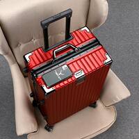 Sturdy suitcase with aluminum frame handle, 20 universal wheels for male and female students, 24 boarding suitcase, password, leather suitcase, 26 thumbnail 6