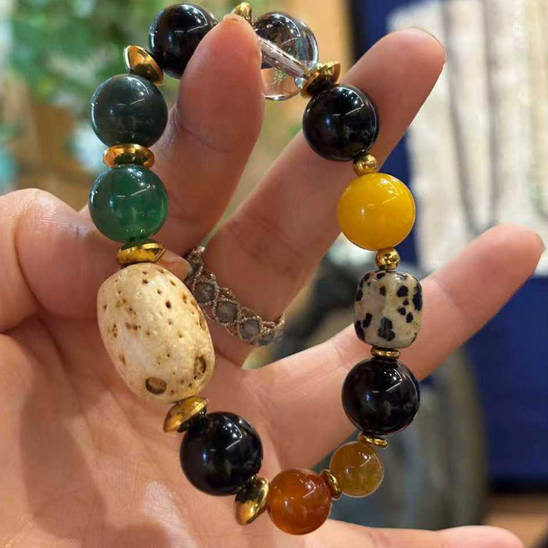 设计彩色多宝手串多种天然石头串珠个性显白搭配时尚叠戴转运珠