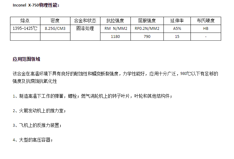 钢丝螺套X-750/镍基合金