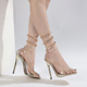 Sandals Women 罗马外贸性感金属蛇形环绕细跟透明凉鞋 一字高跟鞋