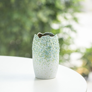 新款中式清新多巴胺森林绿系列陶瓷花瓶水培鲜花干花手工客厅玄关
