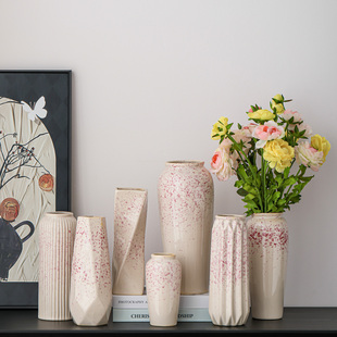中式简约无孔陶瓷花瓶鲜花仿真花专用花插瓶家居客厅装饰创意摆件