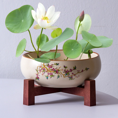 陶瓷铜钱草鱼缸大号桌面养金鱼缸乌龟缸碗莲睡莲盆荷花缸无孔花架