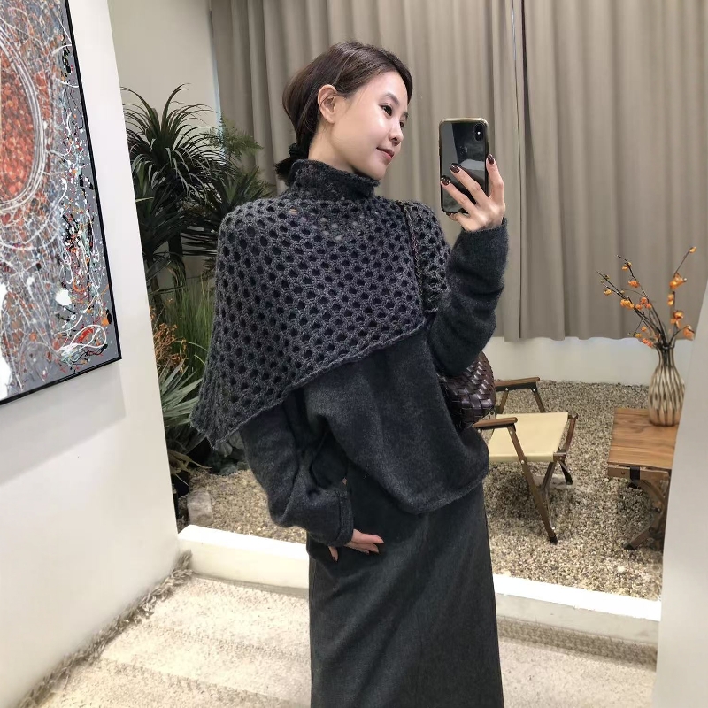 2025秋冬披肩两件套针织衫女穿搭潮美拉德羊毛打底衫上衣套头毛衣