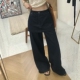 长裤 显瘦设计感假两件屁帘高腰阔腿直筒牛仔裤 女 韩版 2026春夏新款