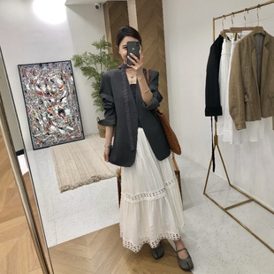 外套女 老钱风松弛感搭配波点挂脖飘带西装 2026春季 韩系设计感新款