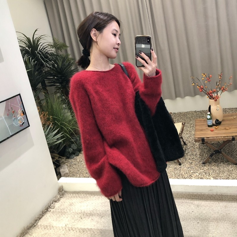 2025秋冬季新款复古圆领羊毛毛衣女宽松慵懒风软糯套头针织衫上衣,女装/女士精品,毛针织衫,淘宝优惠券,粉丝福利购,淘宝优惠卷