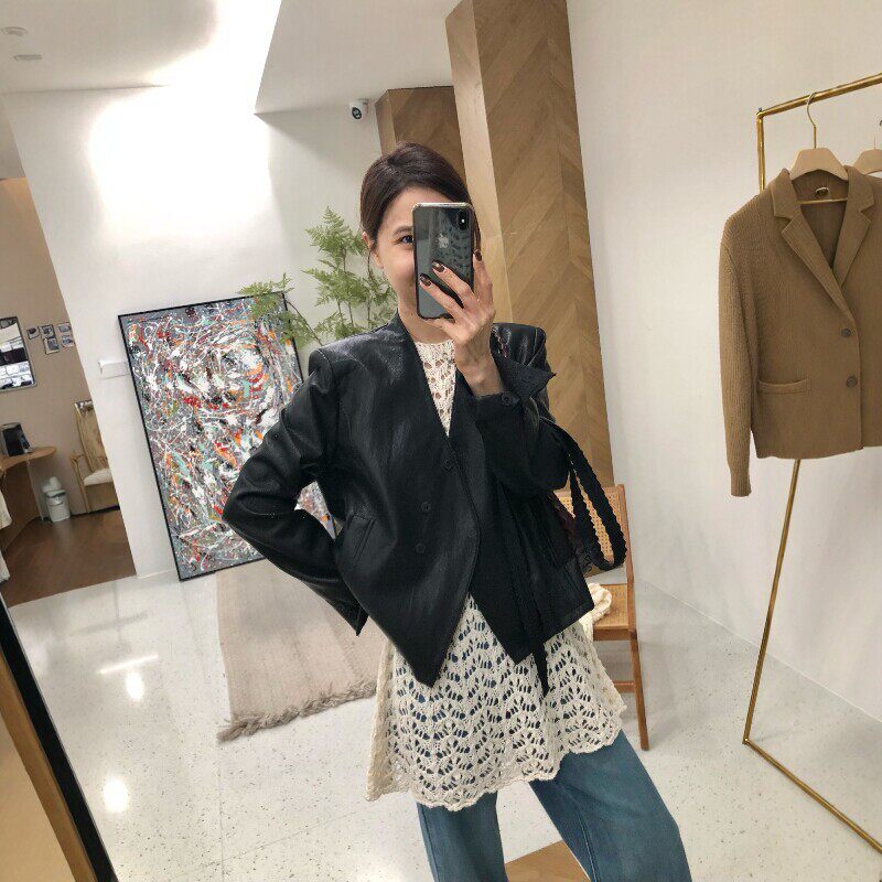 2025春秋季黑色皮衣外套女短款小个子复古机车服港风气质pu皮夹克