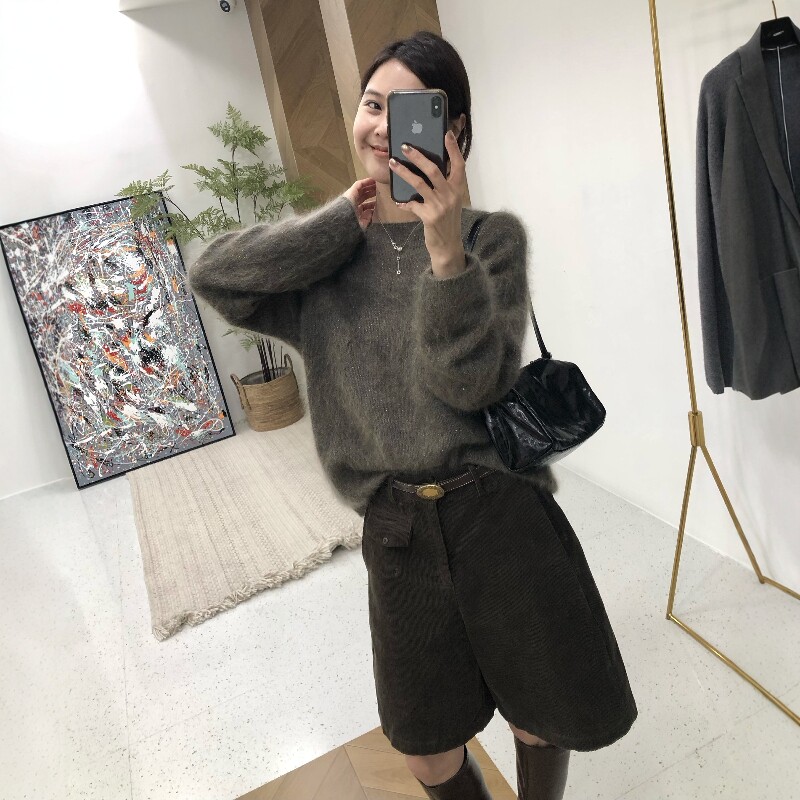 羊绒羊毛桑蚕丝女秋冬拉毛毛衣