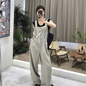 2023夏季韩版复古小众阔腿牛仔背带裤女休闲百搭宽松慵懒风连体裤