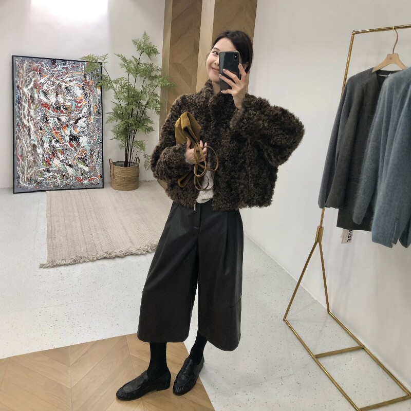 韩版环保皮毛一体立领仿水貂短款拉链外套时尚减龄皮草大衣保暖女