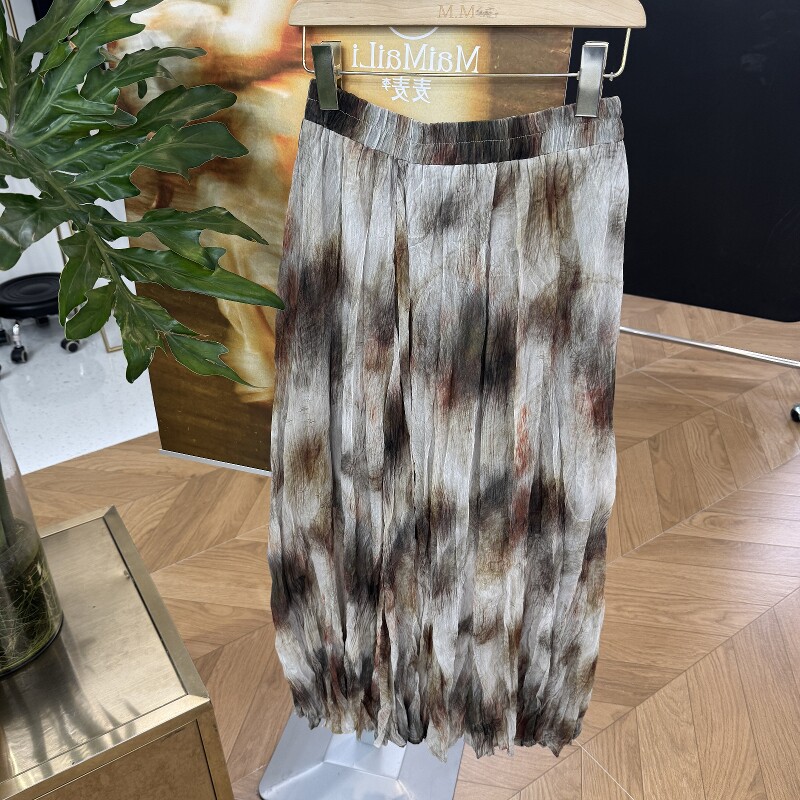 韩版半身长裙女夏季复古百搭洋气休闲垂感花色雪纺宽松休闲长裙子