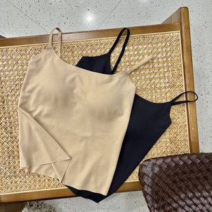 无痕粉底液内衣女夏细肩带冰丝无痕隐形文胸收副乳防走光肤色背心