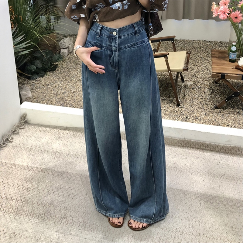 莱赛尔天丝垂感阔腿牛仔裤女2025夏新款高腰宽松显瘦显腿长直筒裤