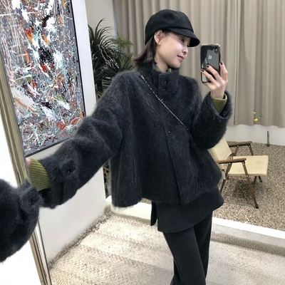 2025秋冬新款立领拉毛羊毛羊绒双面呢短款大衣设计感外套女款大衣