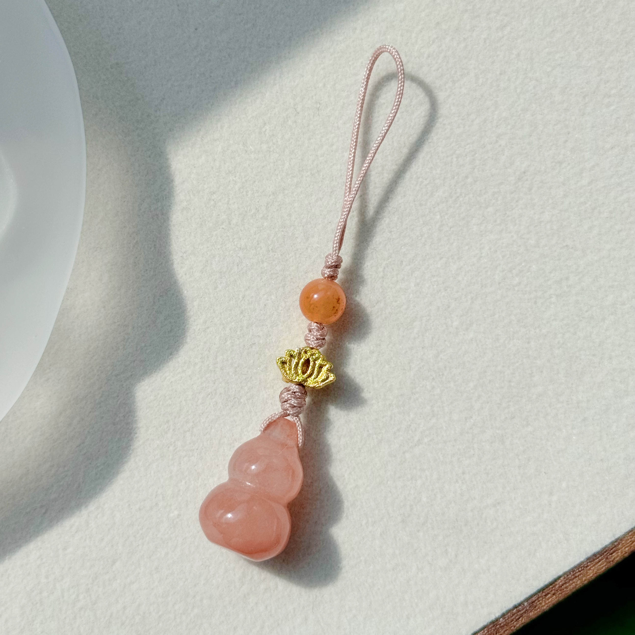 福禄｜天然桃花酿葫芦手机挂件短款U盘粉色吊坠招财转运古风配饰