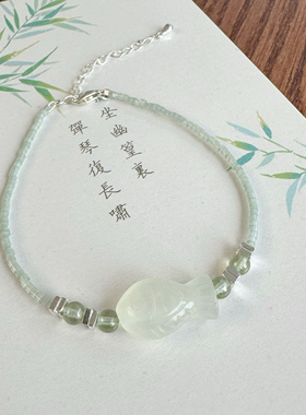 鱼清欢-小众新中式天然岫玉小鱼925银项链手链幸运考研上岸女配饰