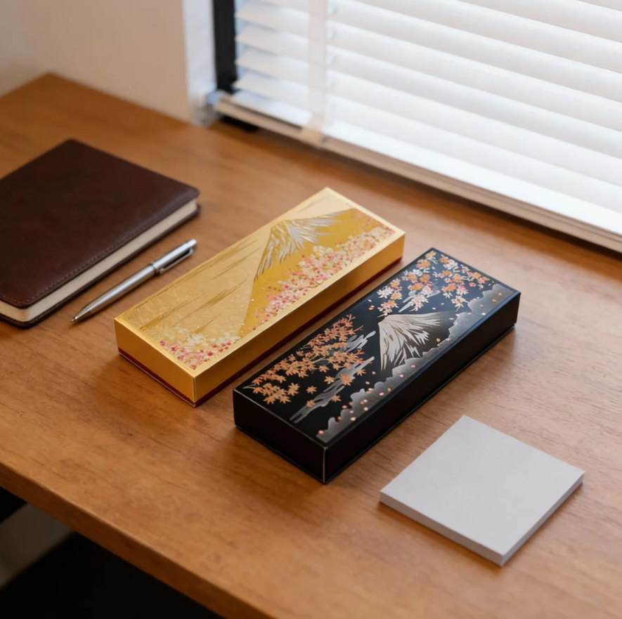 日本山中漆器高颜值小物收纳盒精致高级感漆器笔盒非遗工艺品礼物