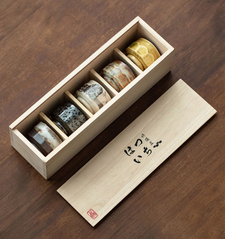 日本美浓烧手工陶器茶杯5盏套装日式品茗杯清酒送长辈父母亲礼物