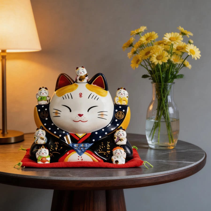 日本药师窑七福神大号招财猫