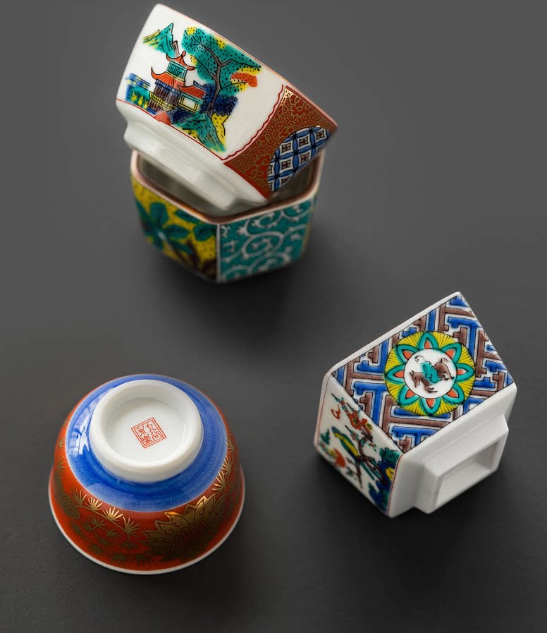 现货 日本酒具九谷烧白酒杯子茶杯和风创意陶瓷酒盅酒杯礼品套装