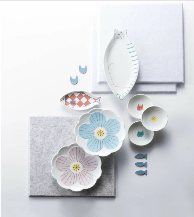 日本原装进口 九谷烧 手绘北欧风花朵餐具椭圆形小碟下午茶点心盘