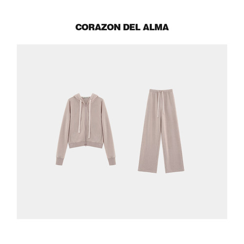 保暖双面绒连帽卫衣拖地裤