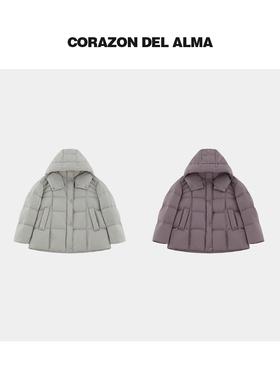 【南蔷】亲肤轻盈泡芙感防泼水连帽保暖白鸭绒廓形羽绒服0-A2106