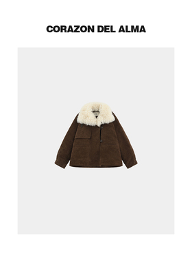 【松塔】复古美拉德植绒卷毛真毛领+匈牙利95鹅绒派克羽绒服-1108