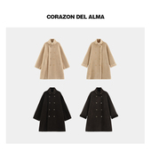 2588 毛毛外套 冬云 复古双排扣加厚保暖两面穿100绵羊毛中长款