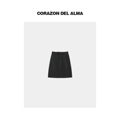 高定立体肌理感羊毛呢 信差 复古腰袢高腰A字百搭半身中裙3077