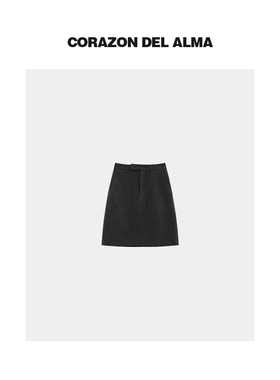 【信差】高定立体肌理感羊毛呢 复古腰袢高腰A字百搭半身中裙3077